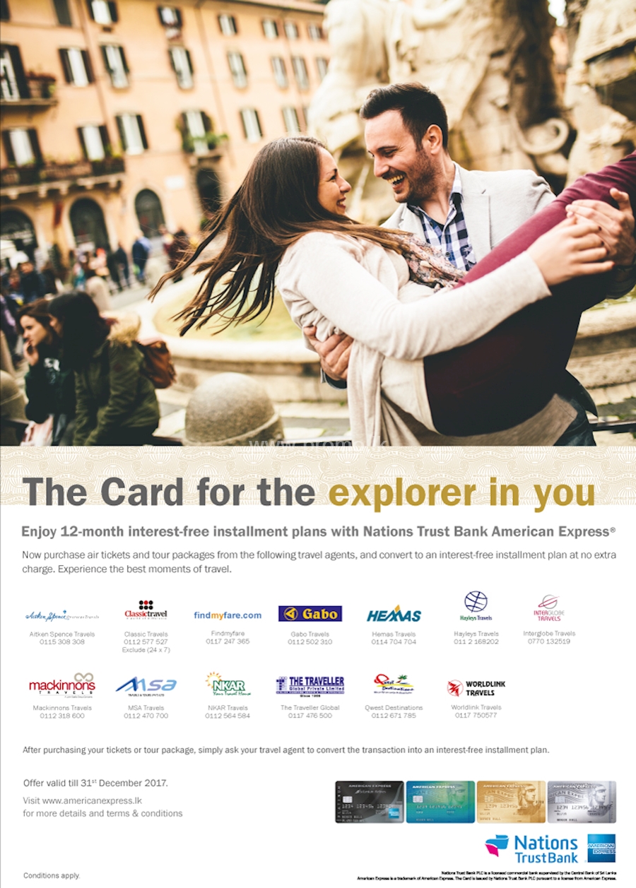 Experience the Best moments of travel with Nations Trust Bank American Express from the following Travel agents