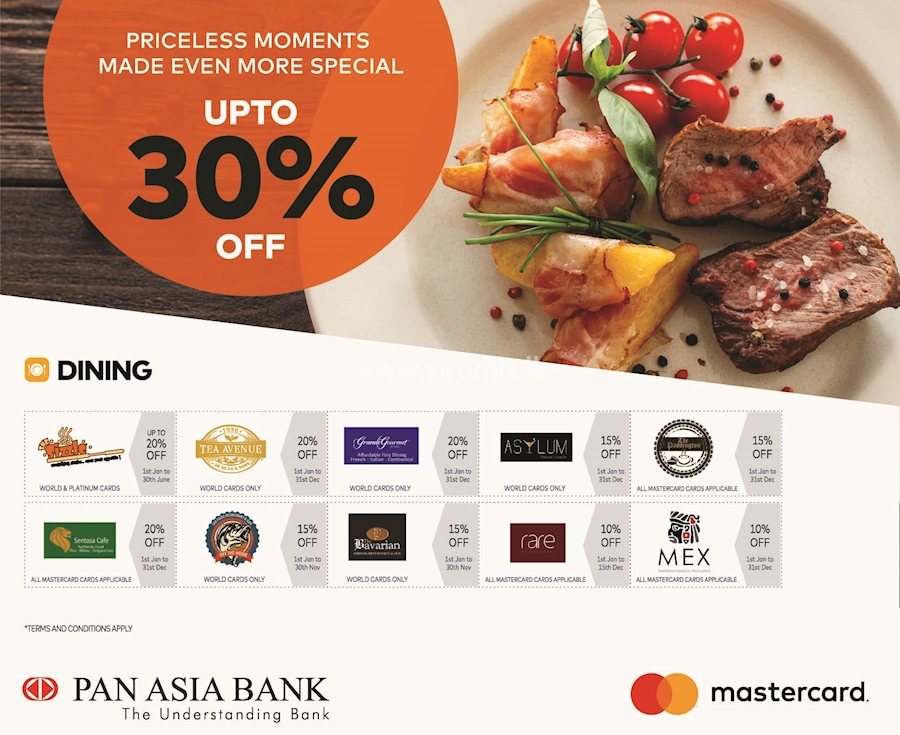 Make your Dining Special with these following Restaurants using your Pan Asia Bank Cards with your loved ones