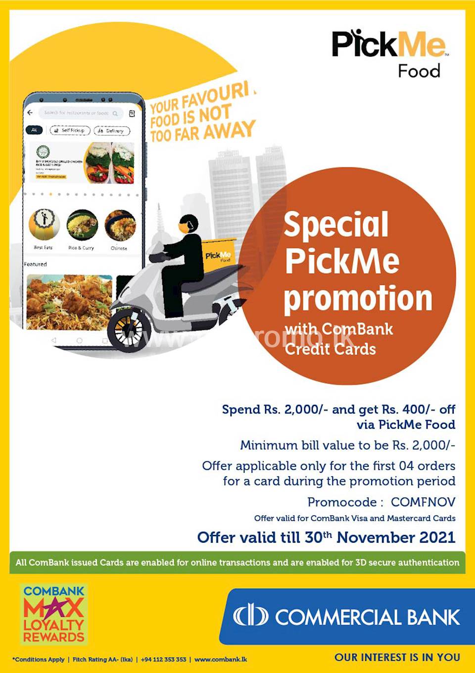 Special PickMe Food promotion with ComBank Credit Cards
