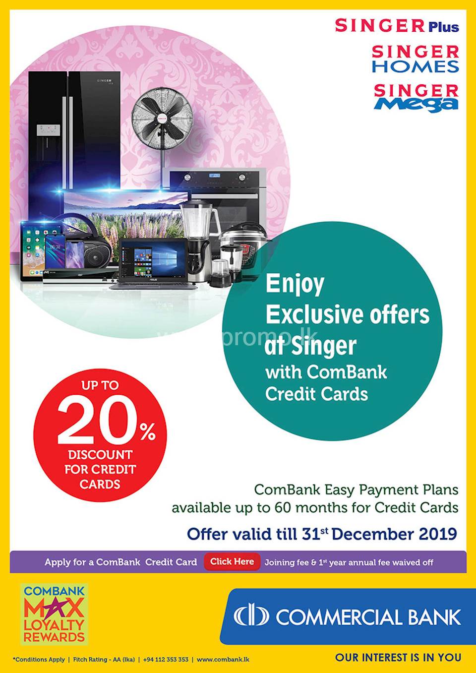 Enjoy Up to 20% Discount for Commercial Bank Credit Card at Singer