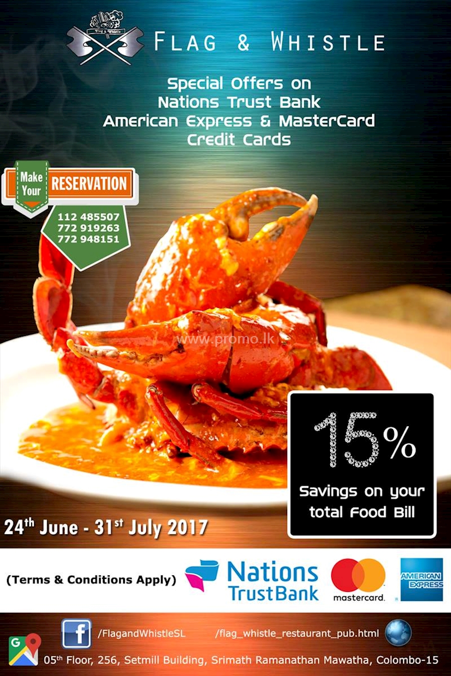 Special Offers on NATIONS TRUST BANK American Express, Mastercard and Credit cards only at FLAG and WHISTLE