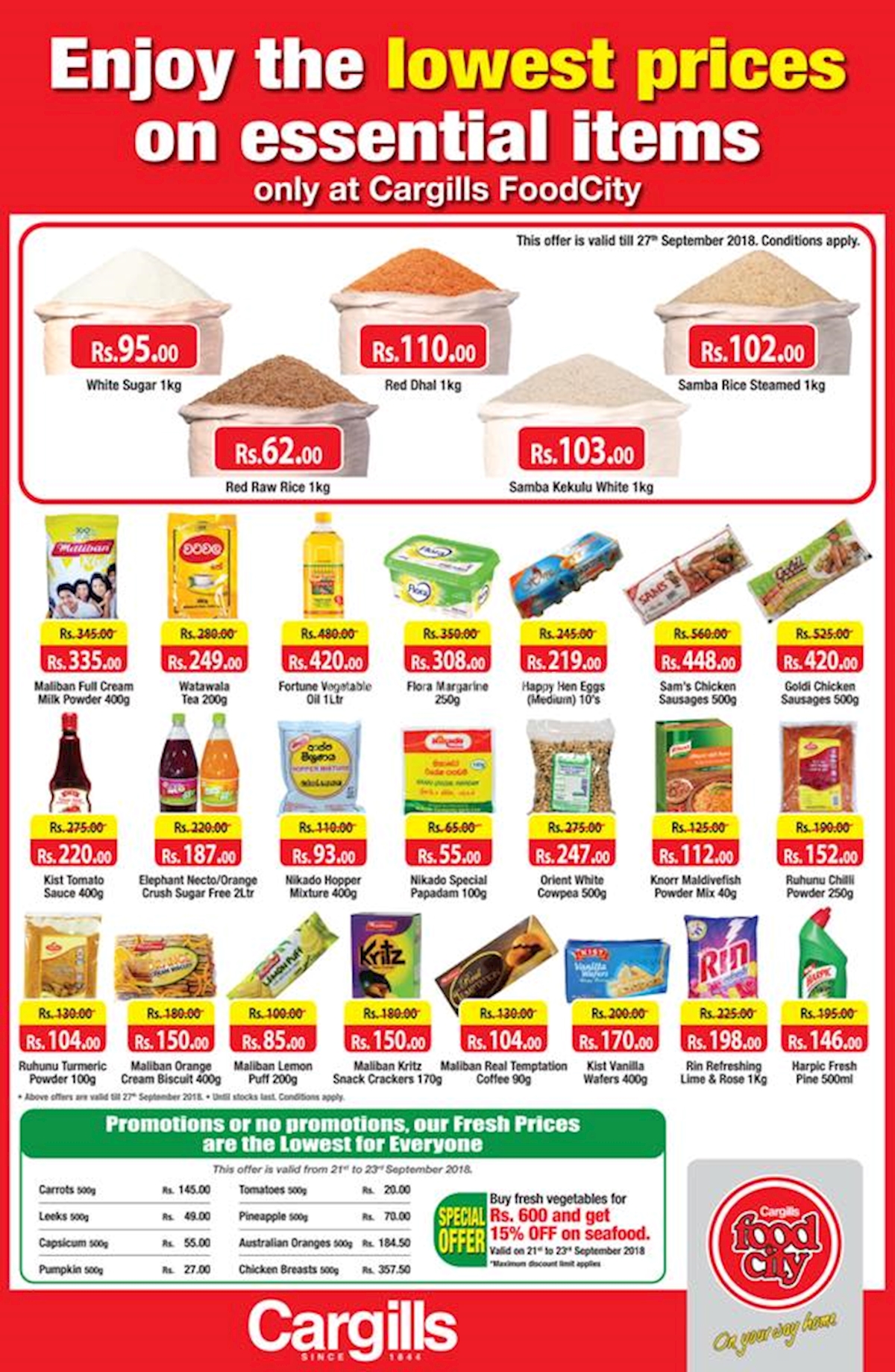 Enjoy the lowest prices on essential items only at Cargills FoodCity