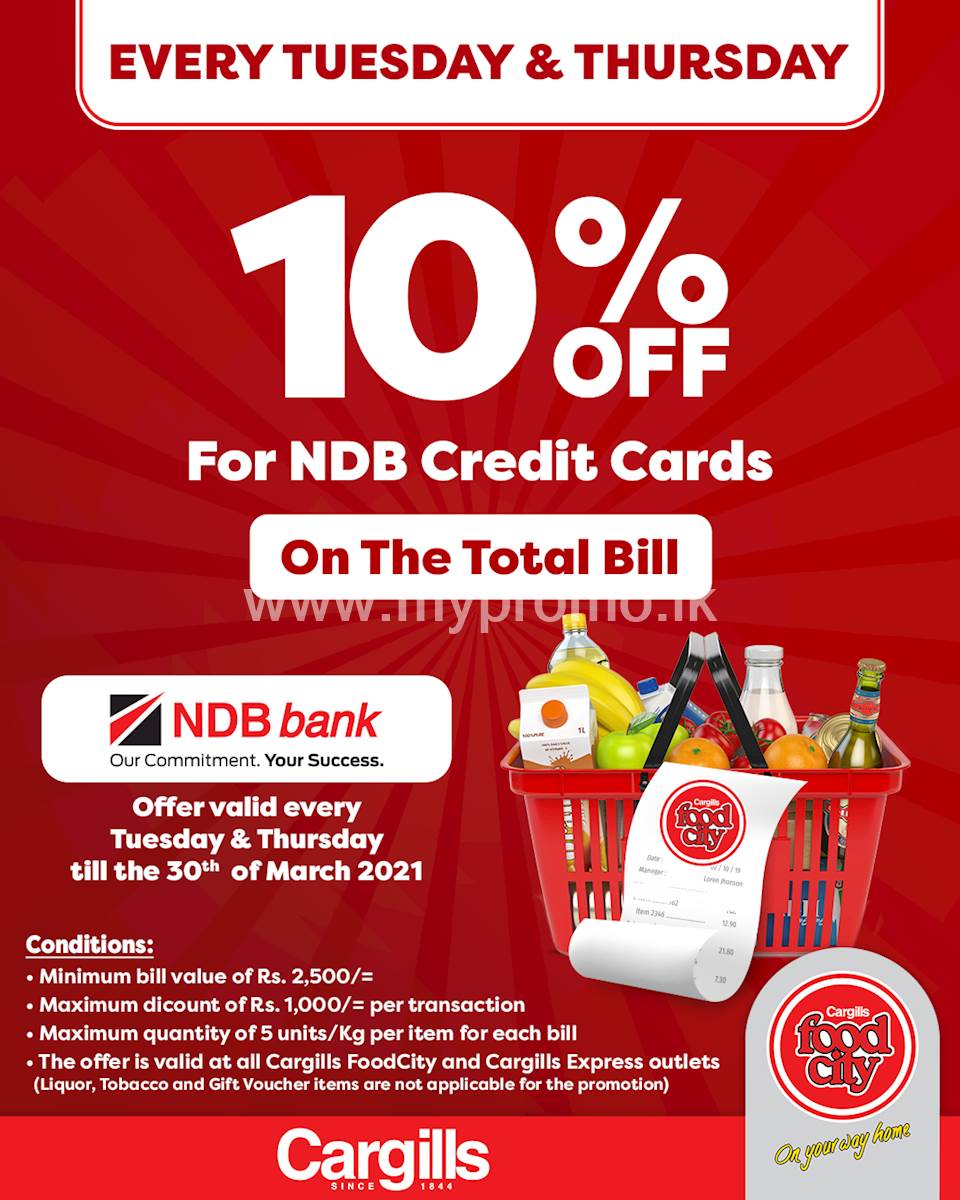 Get 10 Off On Your Total Bill When You Pay Using Your Ndb Bank Credit Cards