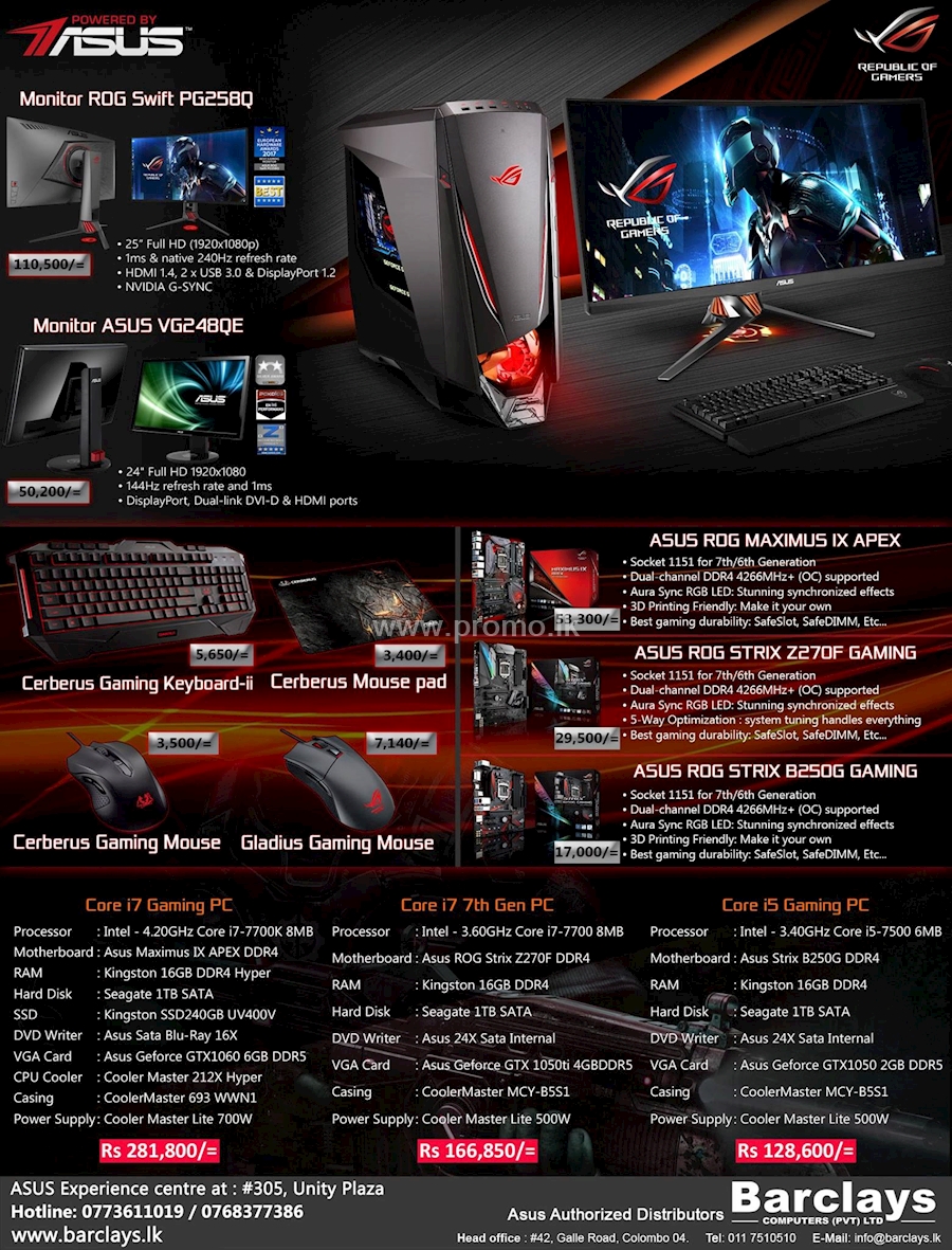 For all the Game Riders !!! Experience the New ASUS ROG only from BARCLAYS