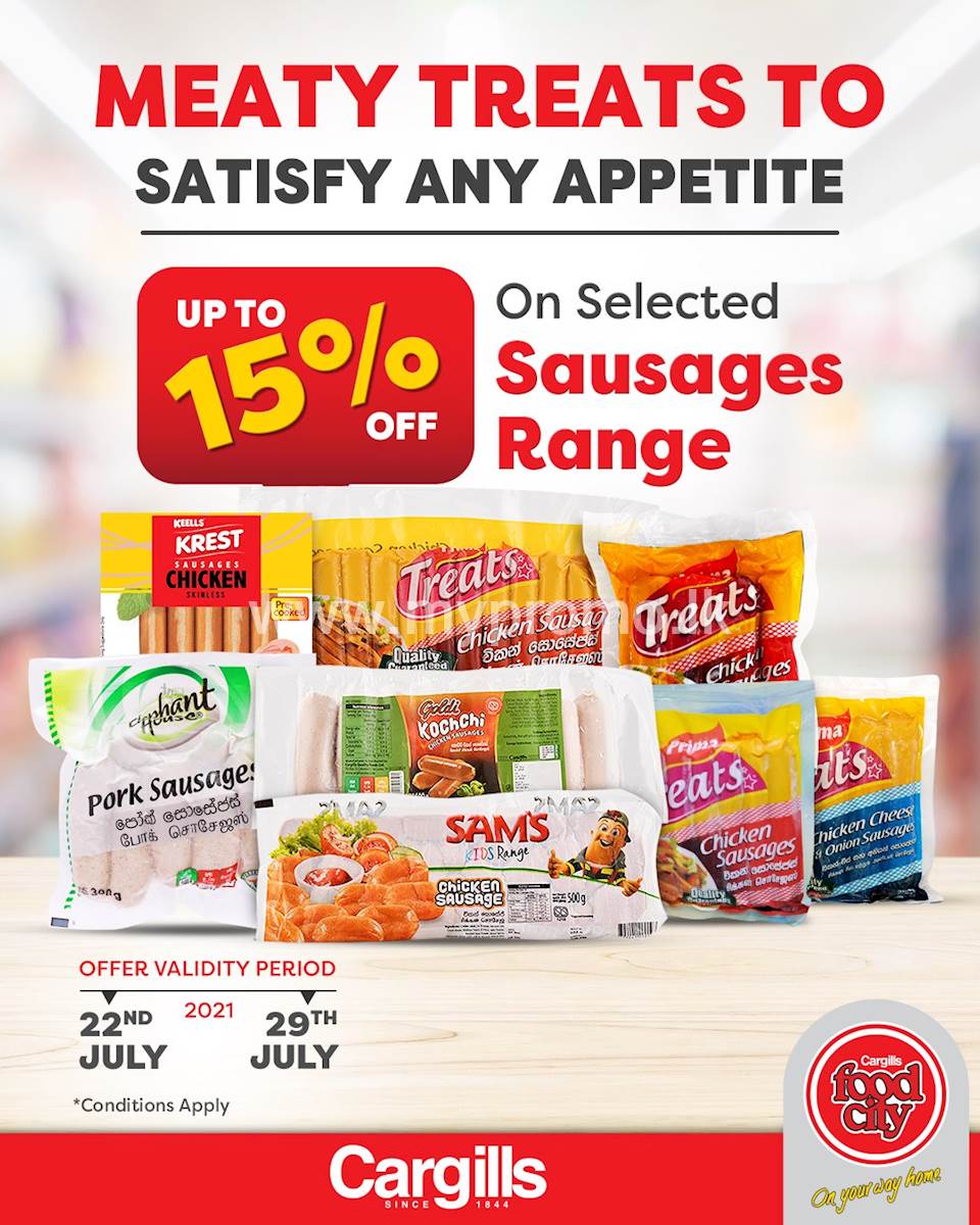 Get up to 15% OFF on Selected sausages at Cargills Food City