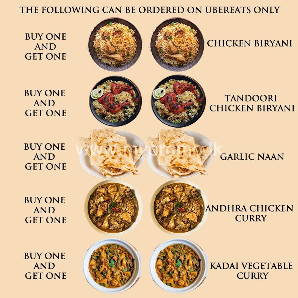 Buy One Get One via Uber eats from Madras Masala