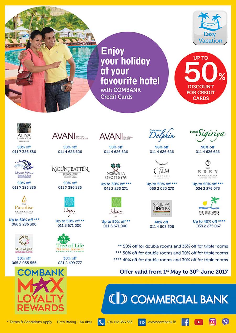 Up to 50% DISCOUNTS for COMBANK Credit cards on selected HOTELS