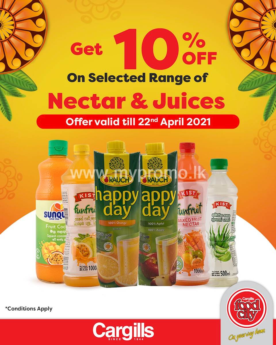 Get 10 Off on selected Nectar & Juices at Cargills FoodCity!