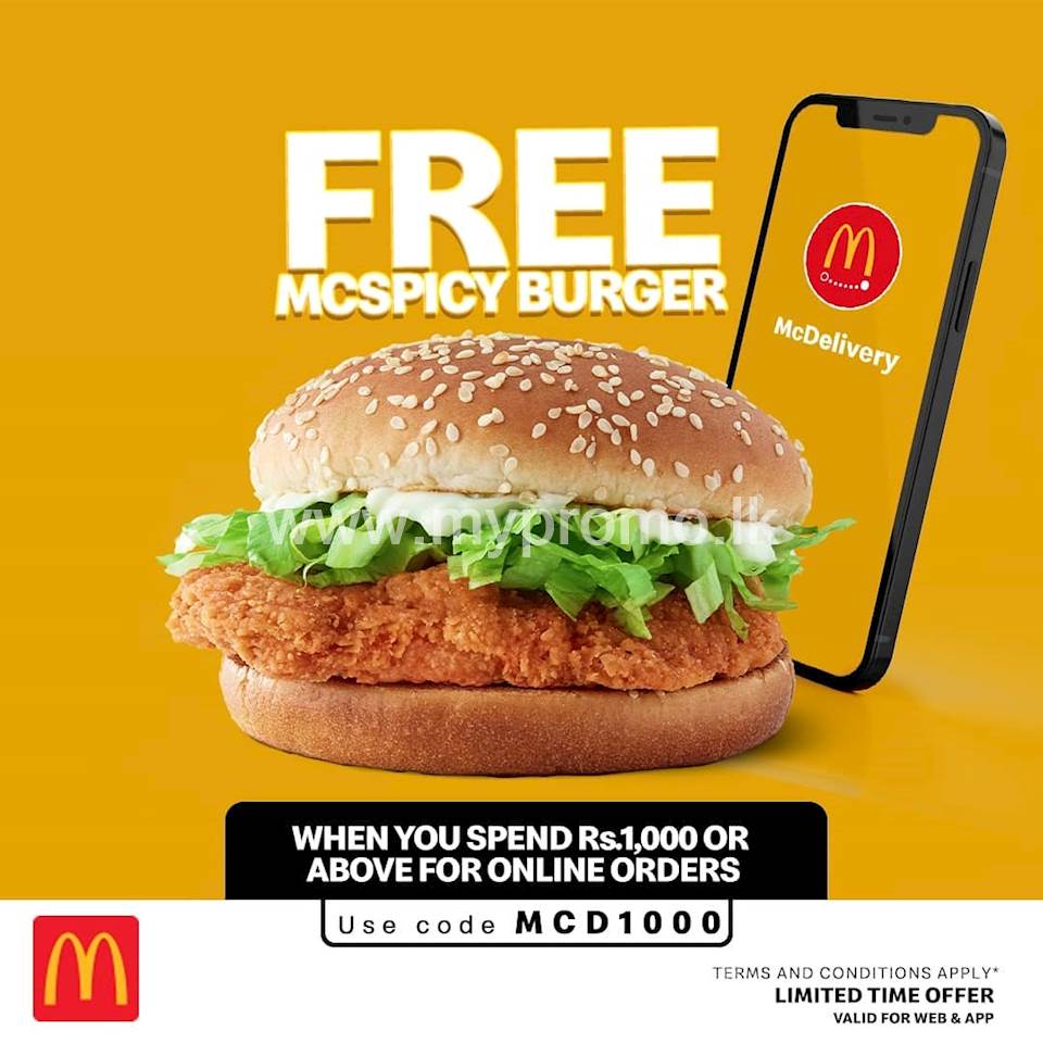 Get a Free McSpicy Burger when you order online at McDonalds