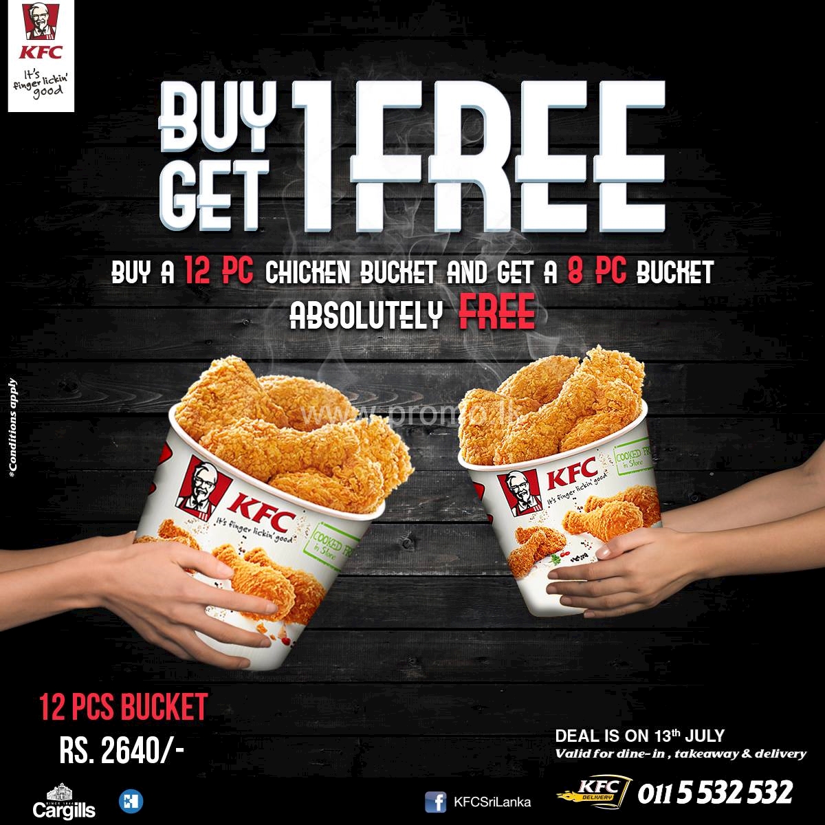Buy 1 Get 1 Free on Chicken Bucket from KFC