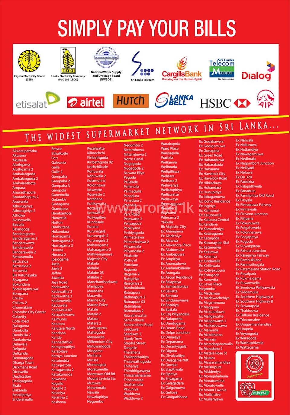 Simply pay your Bills at Cargills Food City