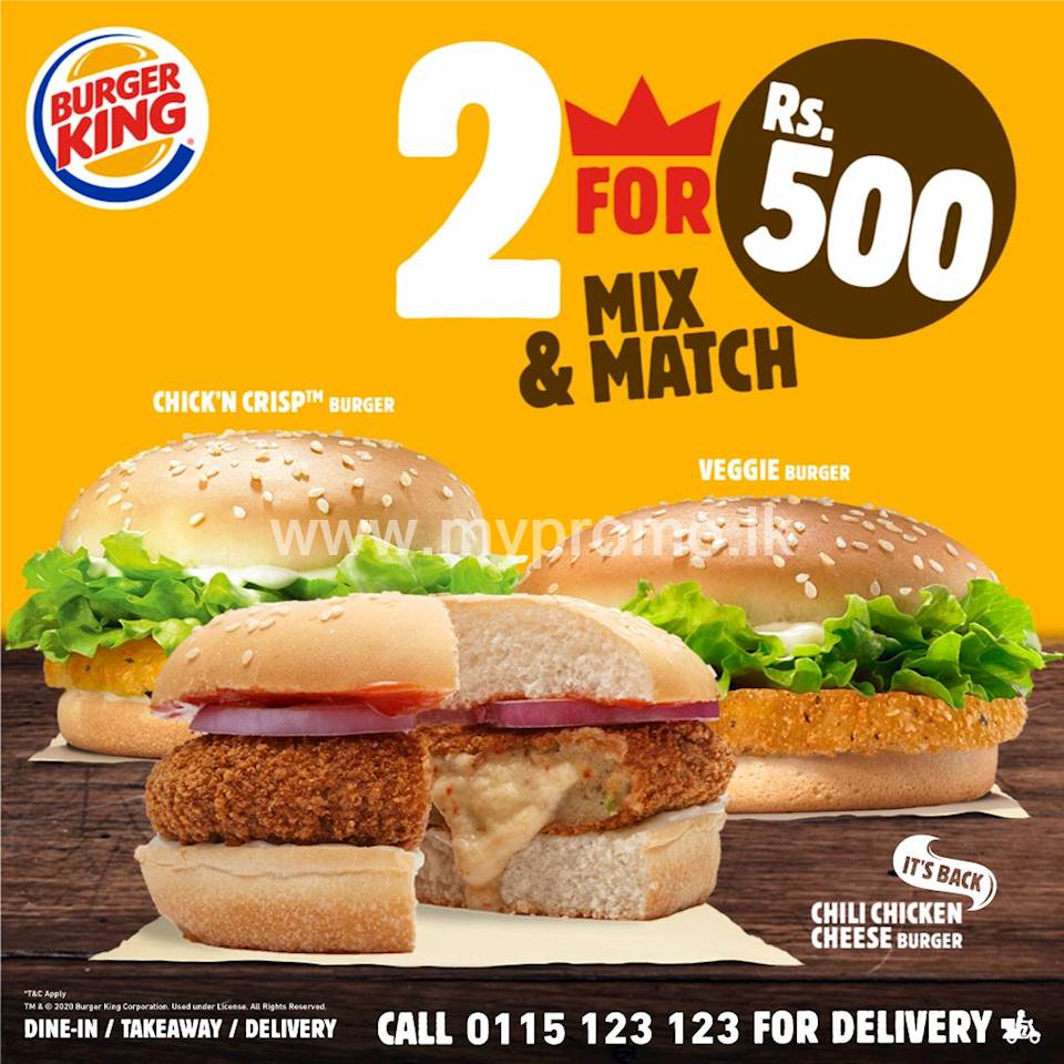 2 for 500/- Offer at Burger King