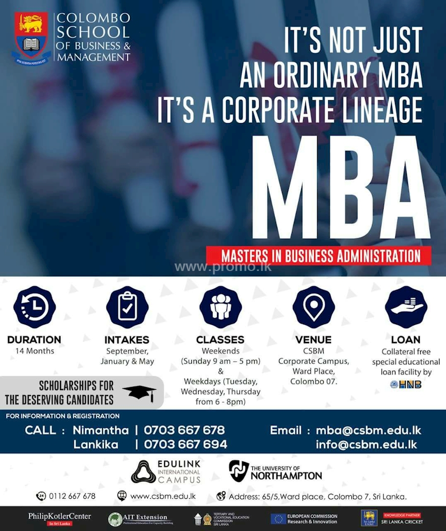Get Enrolled for the MBA at COLOMBO SCHOOL OF BUSINESS and MANAGEMENT