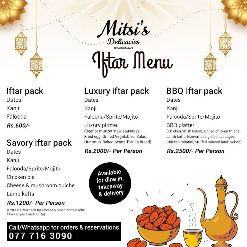 Iftar Menu at Mitsis Delicacies