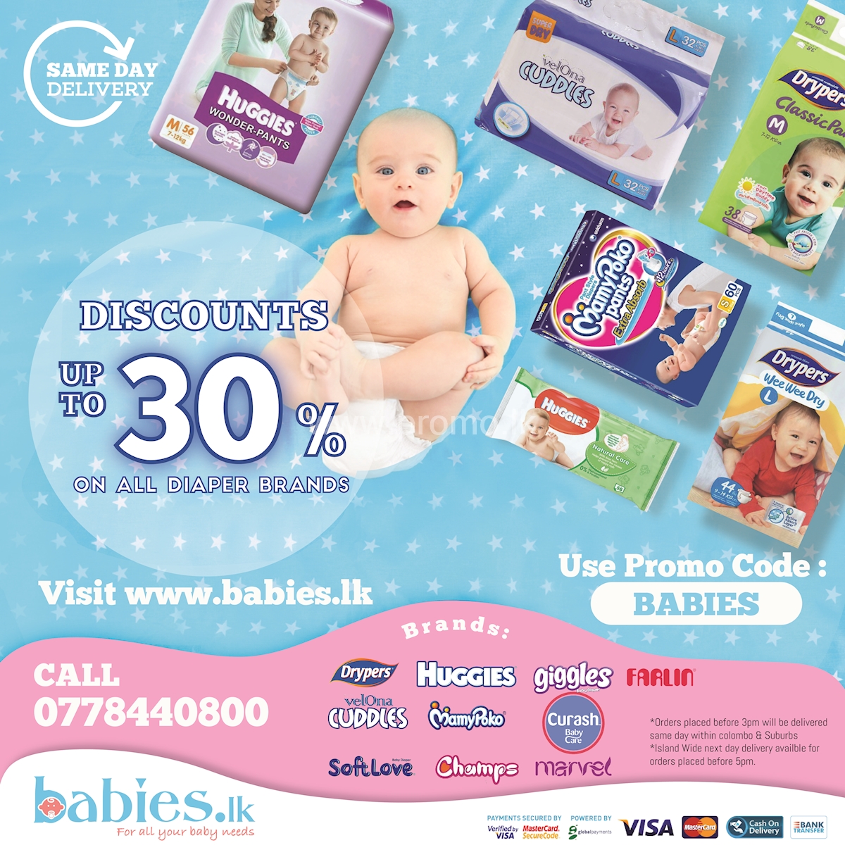 Upto 30 Off on all Diaper Brands from Babies.lk