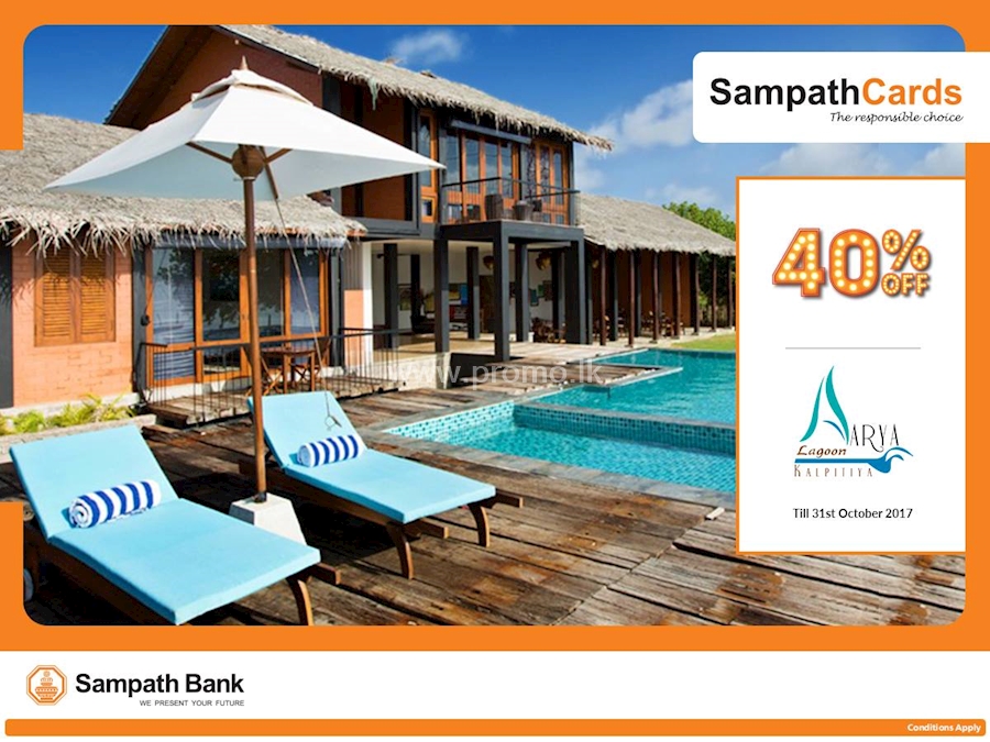 Relax yourself at Aarya Lagoon with 40% off on Sampath Cards