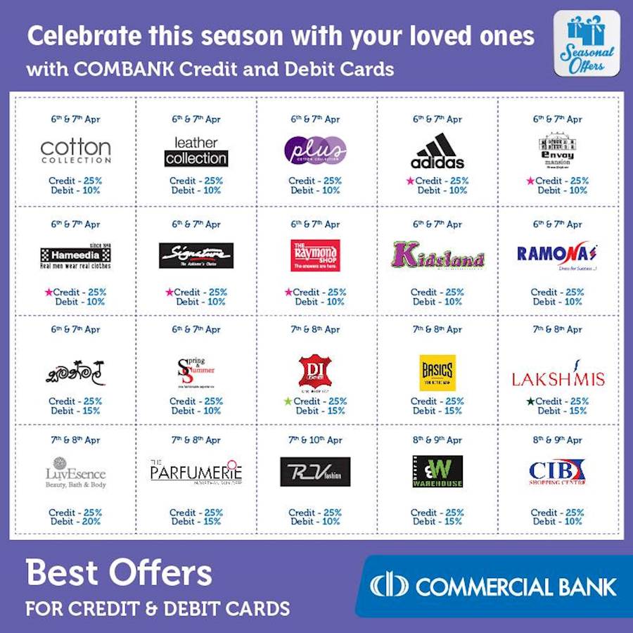Enjoy this Avurudu Shopping with your loved ones with COMBANK Credit and Debit Cards