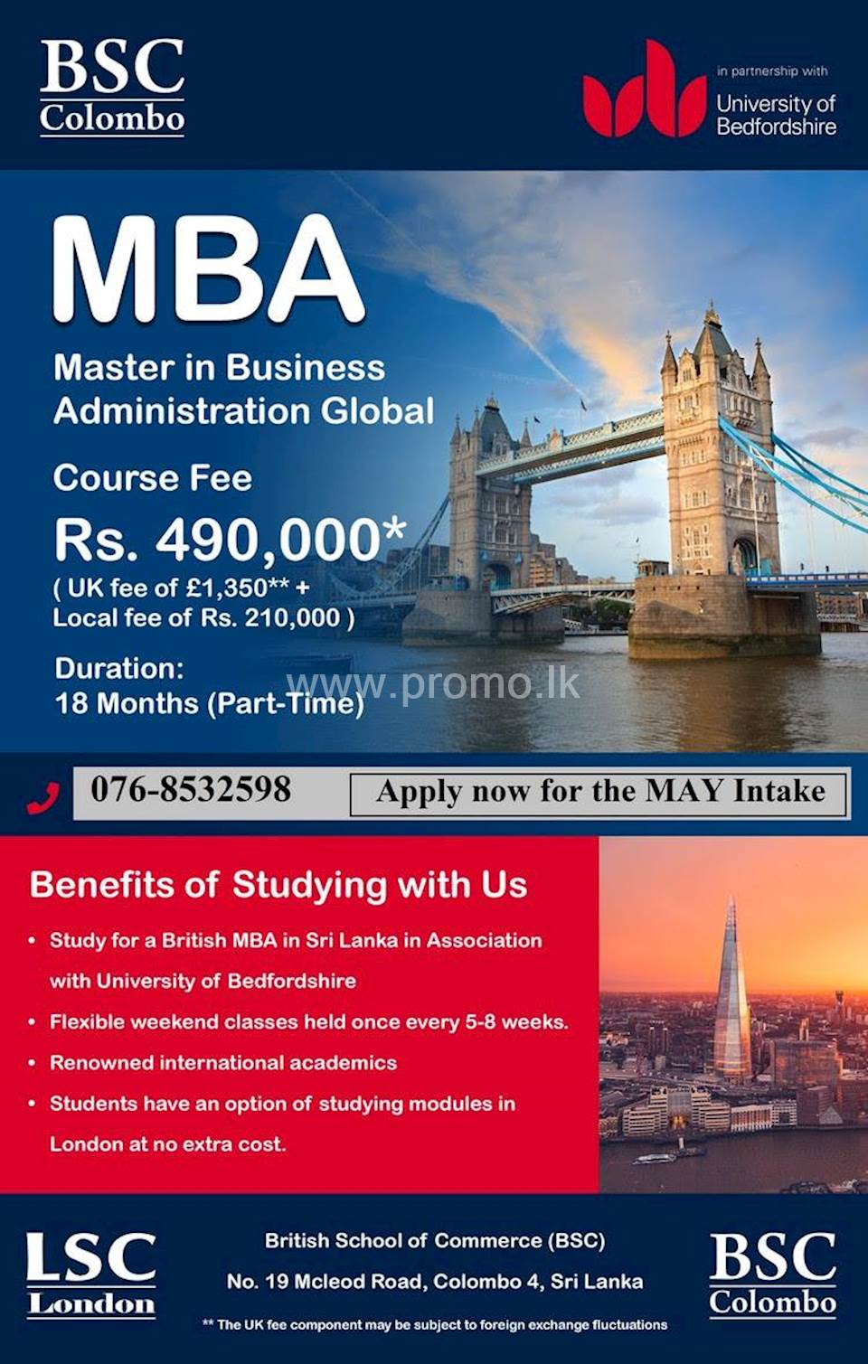 Prestigious UK MBA offered by British School of Commerce