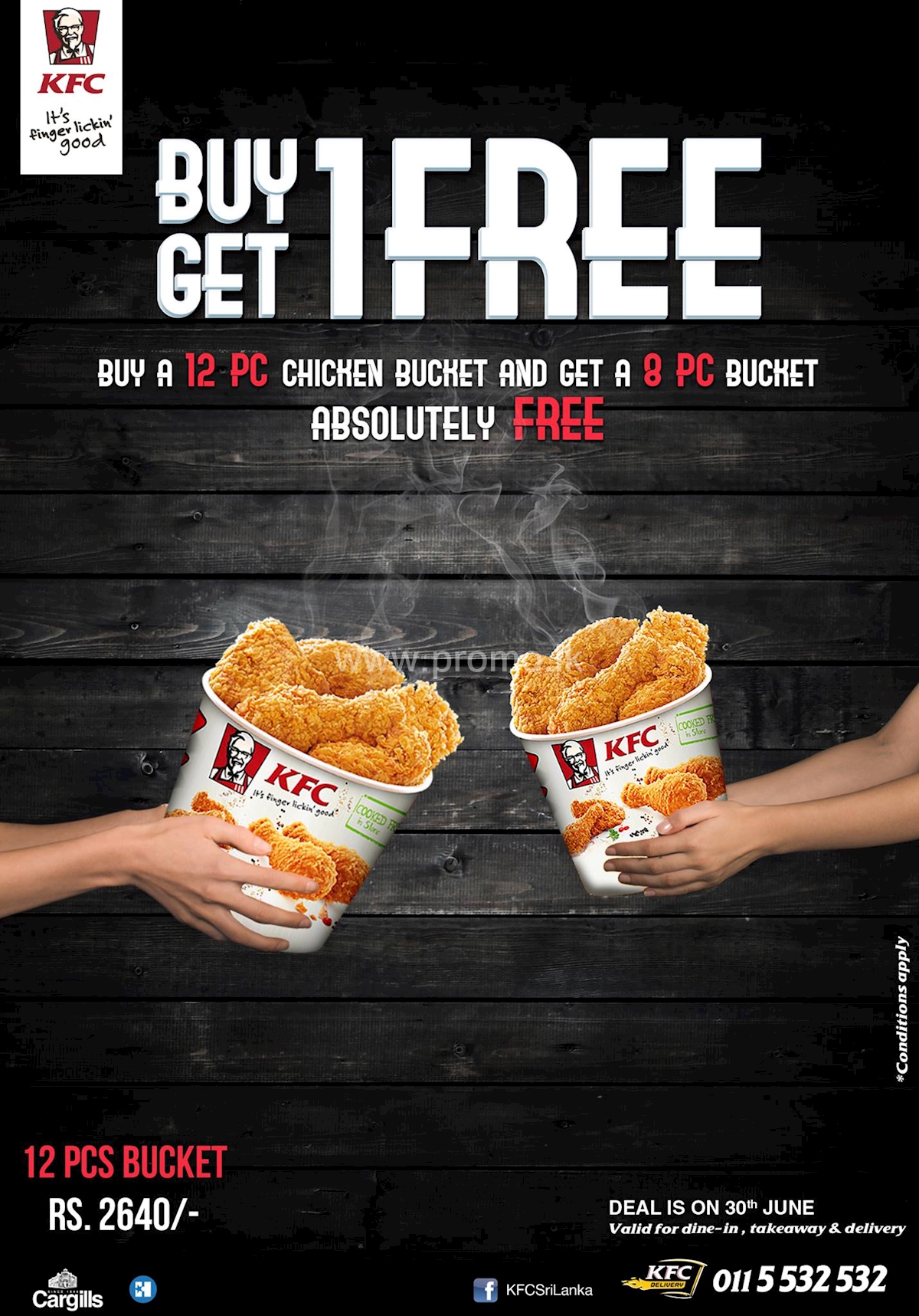 Buy 1 Get 1 Free on Chicken Bucket at KFC