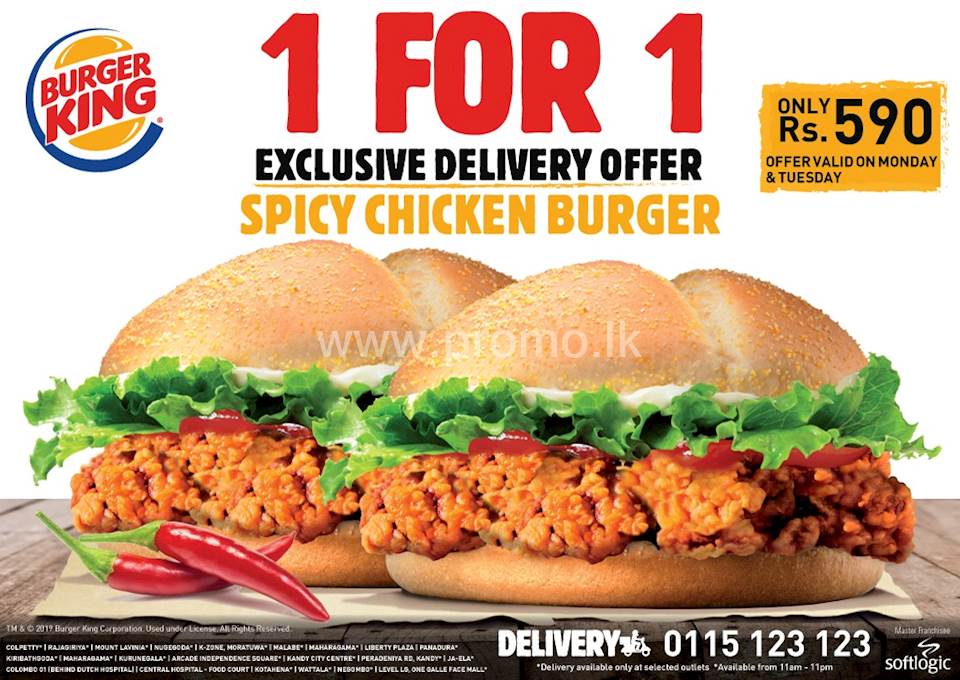 Exclusive Delivery Offer from Burger King! Grab a Delicious Spicy Chicken Burger and get another