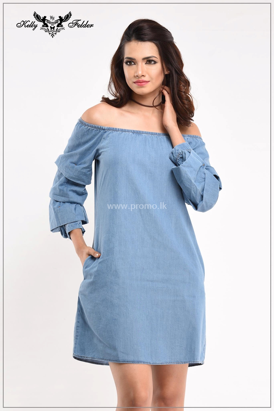 Layered Sleeve Chambray Dress at Kelly Felder