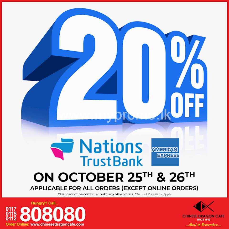 20 OFF For NTB AMEX Cards At Chinese Dragon Cafe 