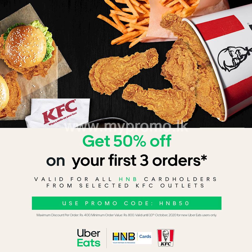 50% OFF for HNB Credit Cardholders on your 1st 3 Ubereats order 