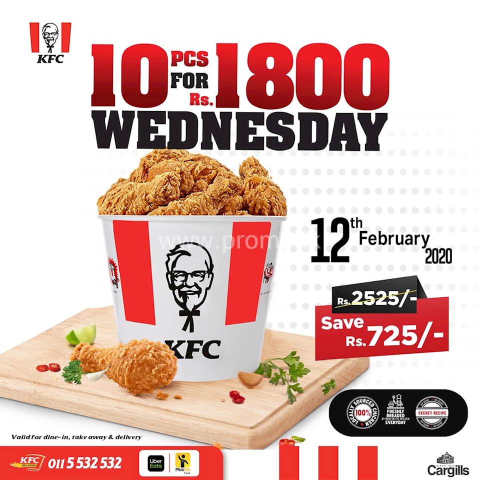 The Wednesday Special for just Rs.1800 At KFC Sri Lanka