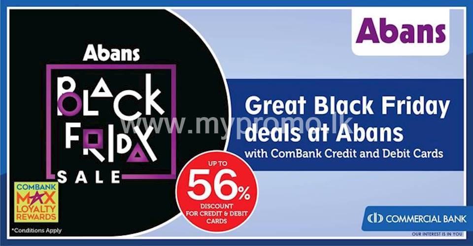 Great Black Friday deals at Abans with ComBank Credit and Debit Cards