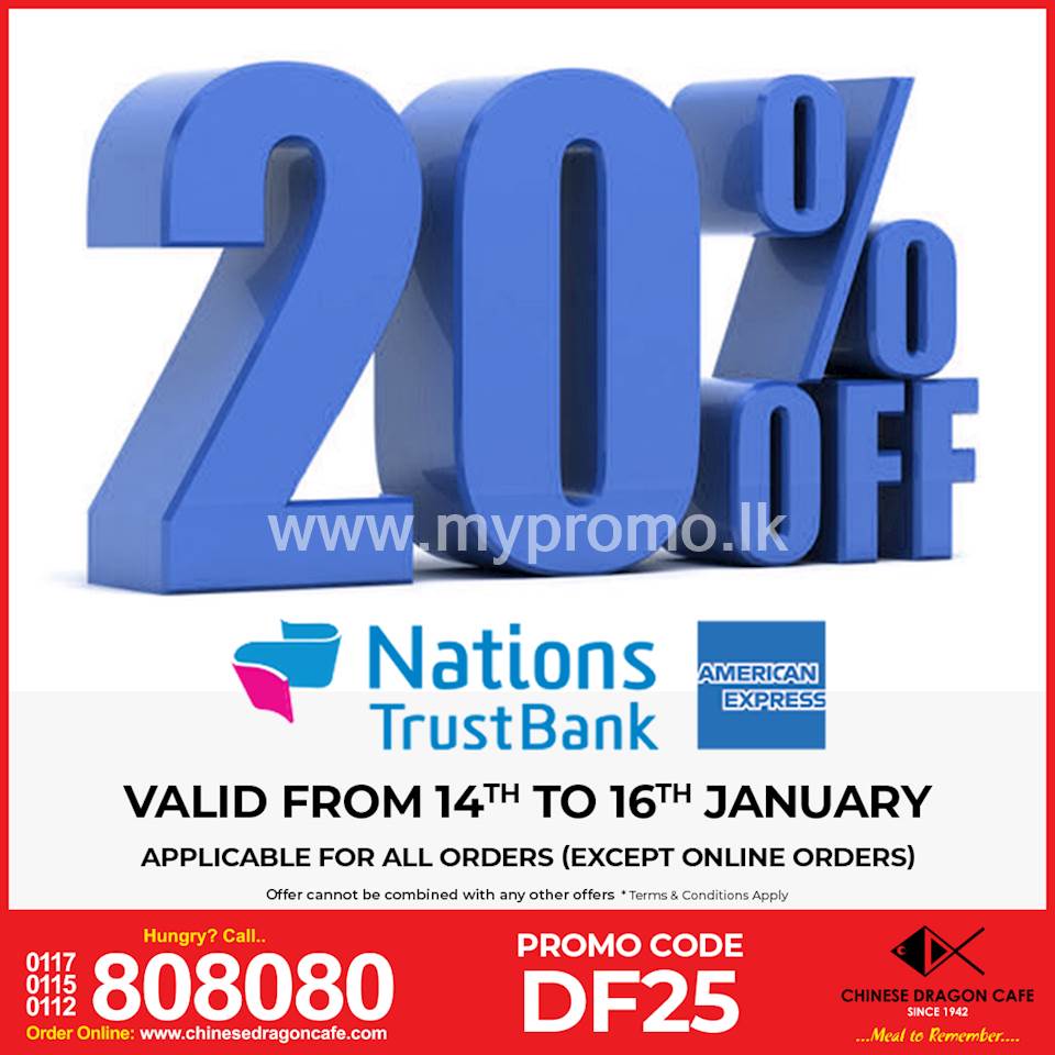 20 OFF For NTB AMEX Credit Cards Chinese Dragon Cafe 
