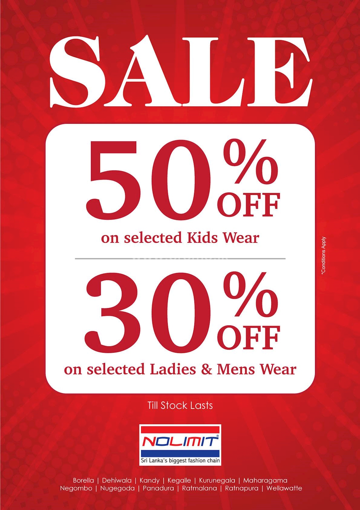 Sale for upto 50 Off at Nolimit