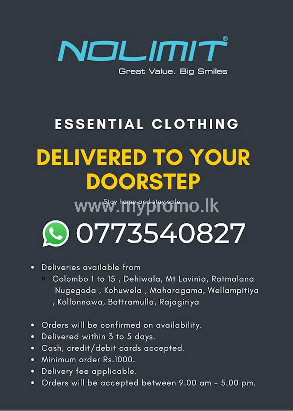 Essential Clothing Delivered To Your Doorstep From Nolimit