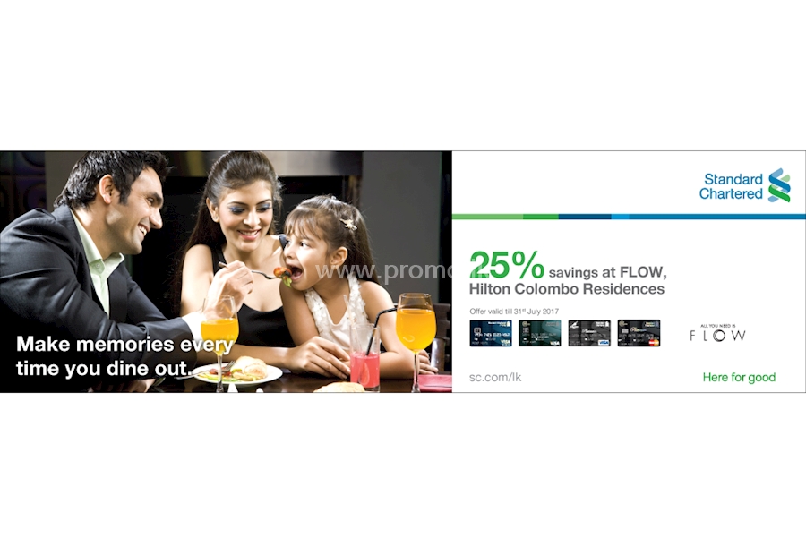 Save 25% at FLOW on STANDARD CHARTERED cards