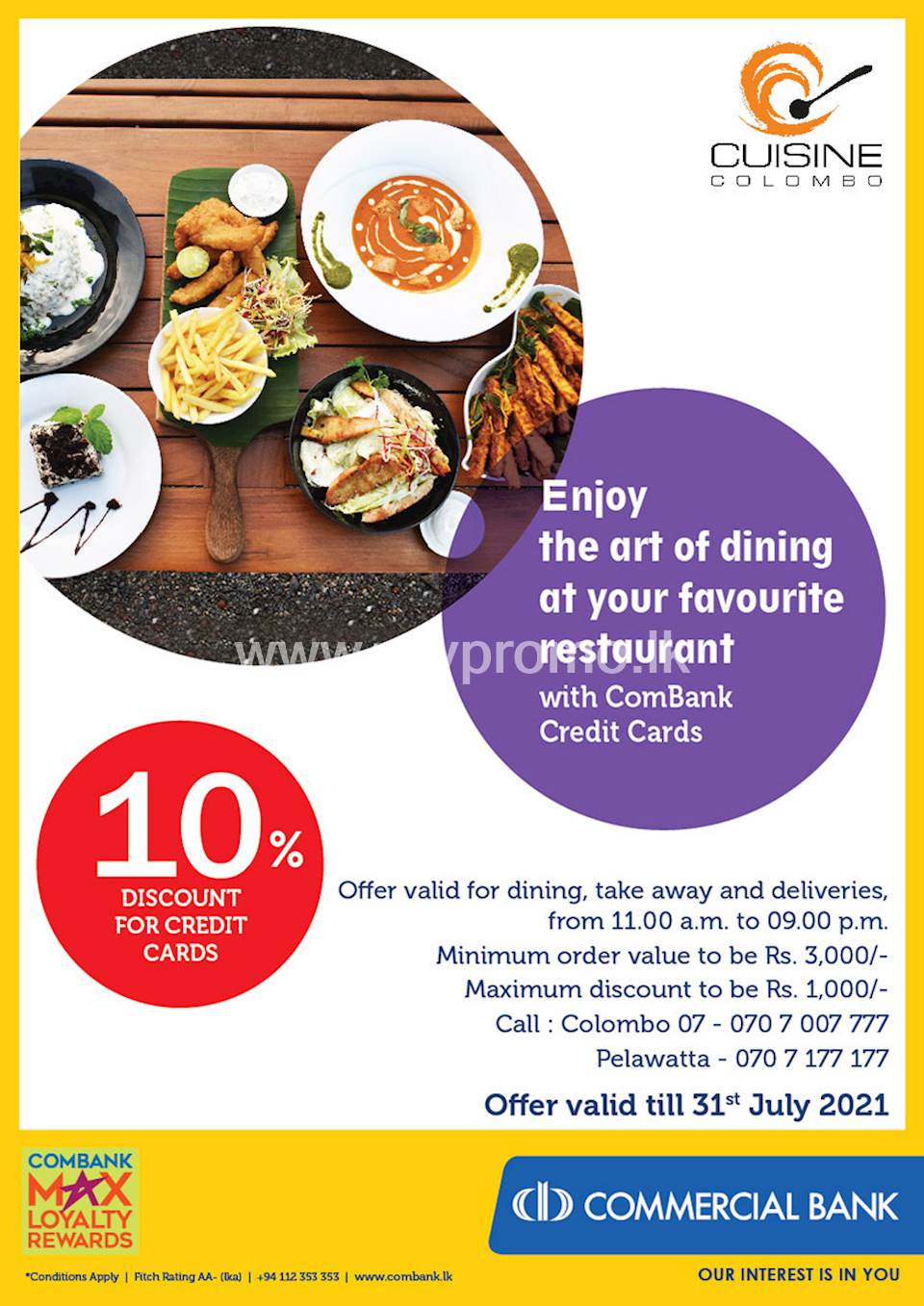 Enjoy the art of dining at your favourite restaurant with ComBank