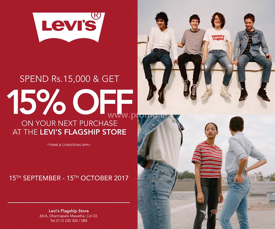 Spend ,000/- and get 15% Off on your next purchase at the Levi's  Flagship Store