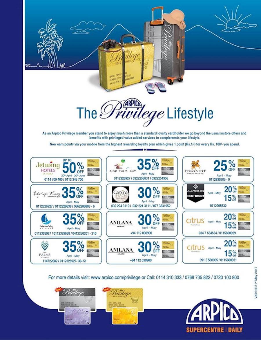ARPICO presents THE PRIVILEGE LIFESTYLE for Up to 50% OFF from selected Hotels and Resorts
