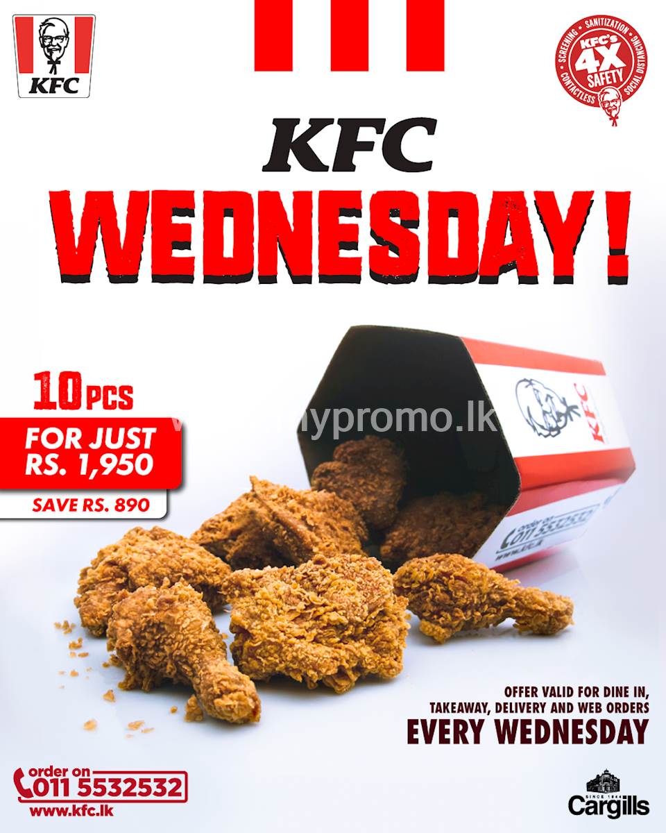 KFC Sri Lanka 10 PC Crispy Chicken Bucket On Wednesdays