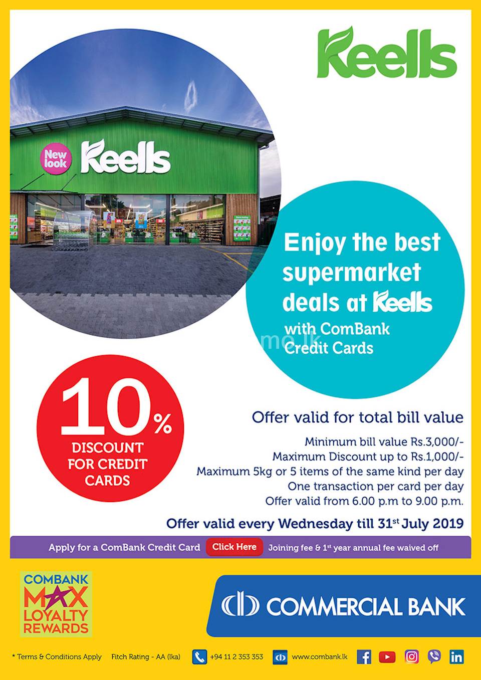 10% Discount for credit cards at Keells with Commercial ...