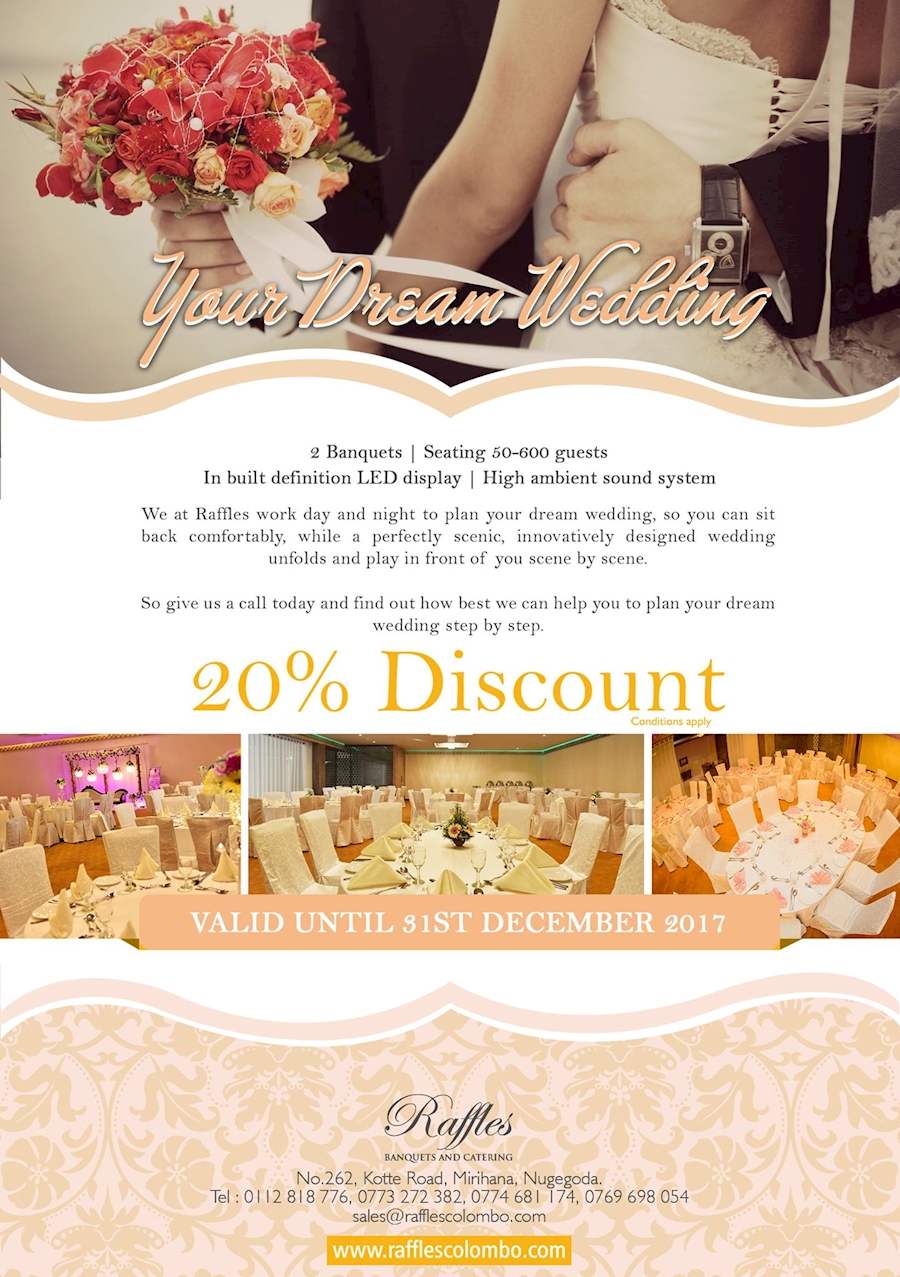 Plan your Dream Wedding at RAFFLES RESIDENCE and get 20% Discount