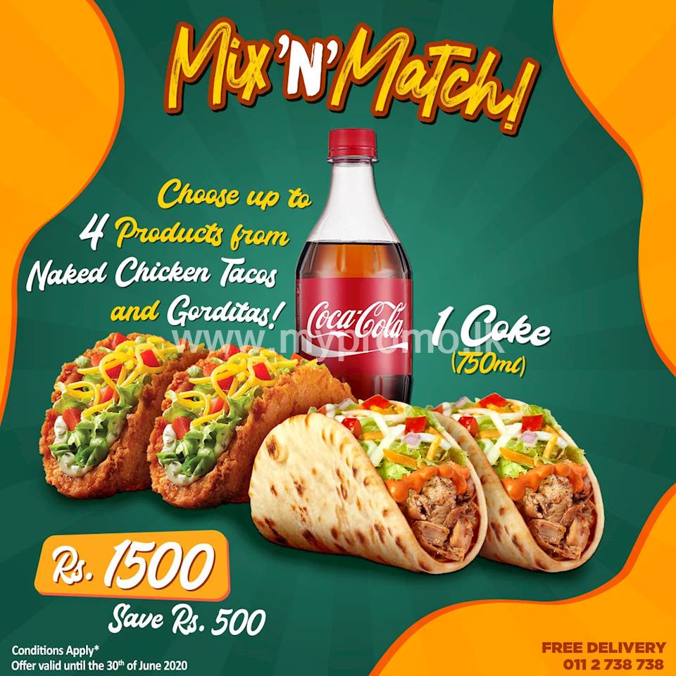 Choose up to 4 products from Naked Chicken Tacos and Gorditas + 1 Coke ...