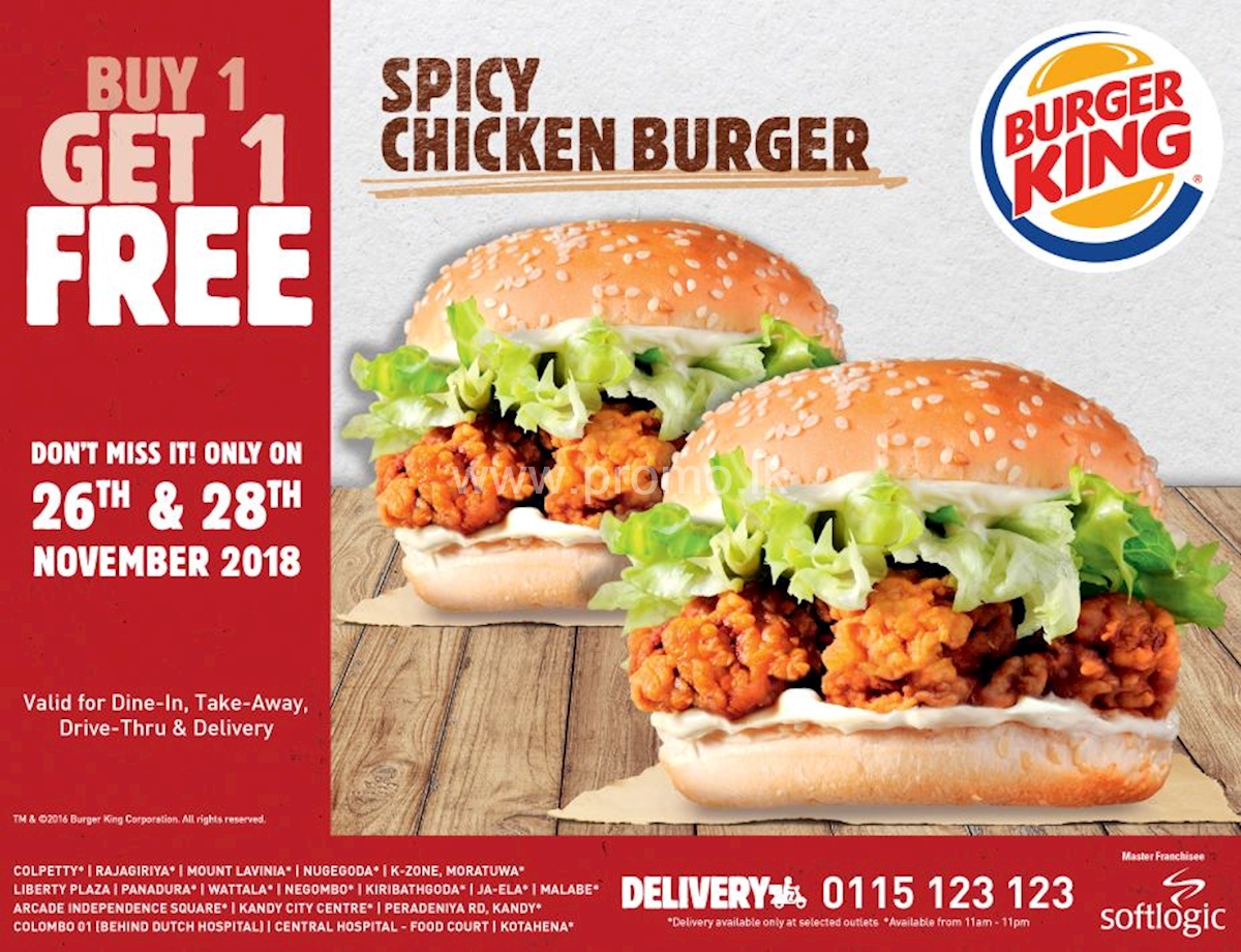 Buy 1 Get 1 Free on Spicy Chicken Burger