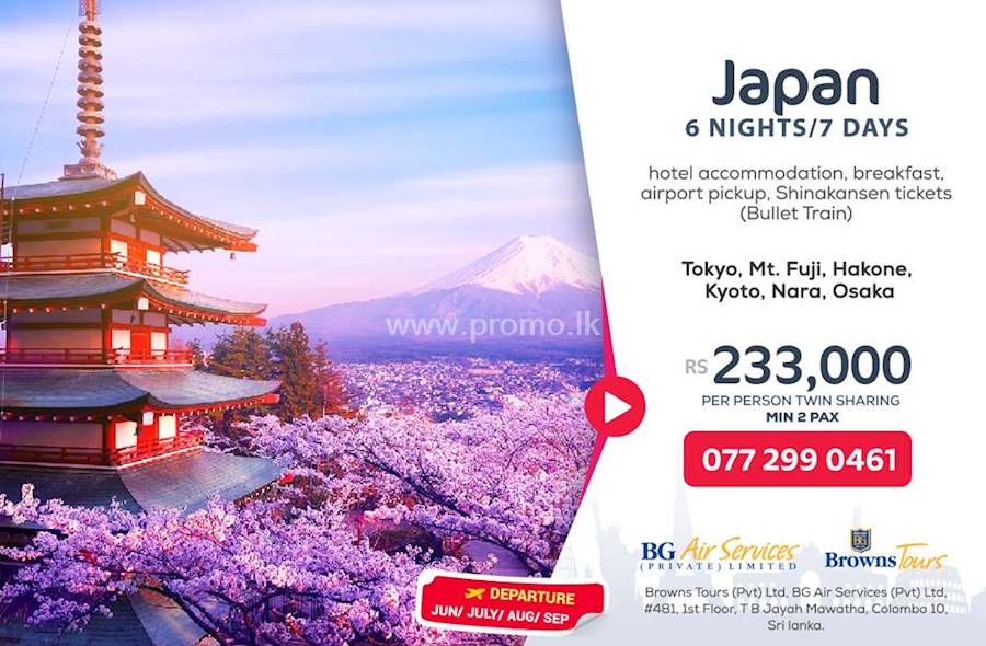 6 NIGHTS and 7 DAYS to JAPAN from BROWN TOURS