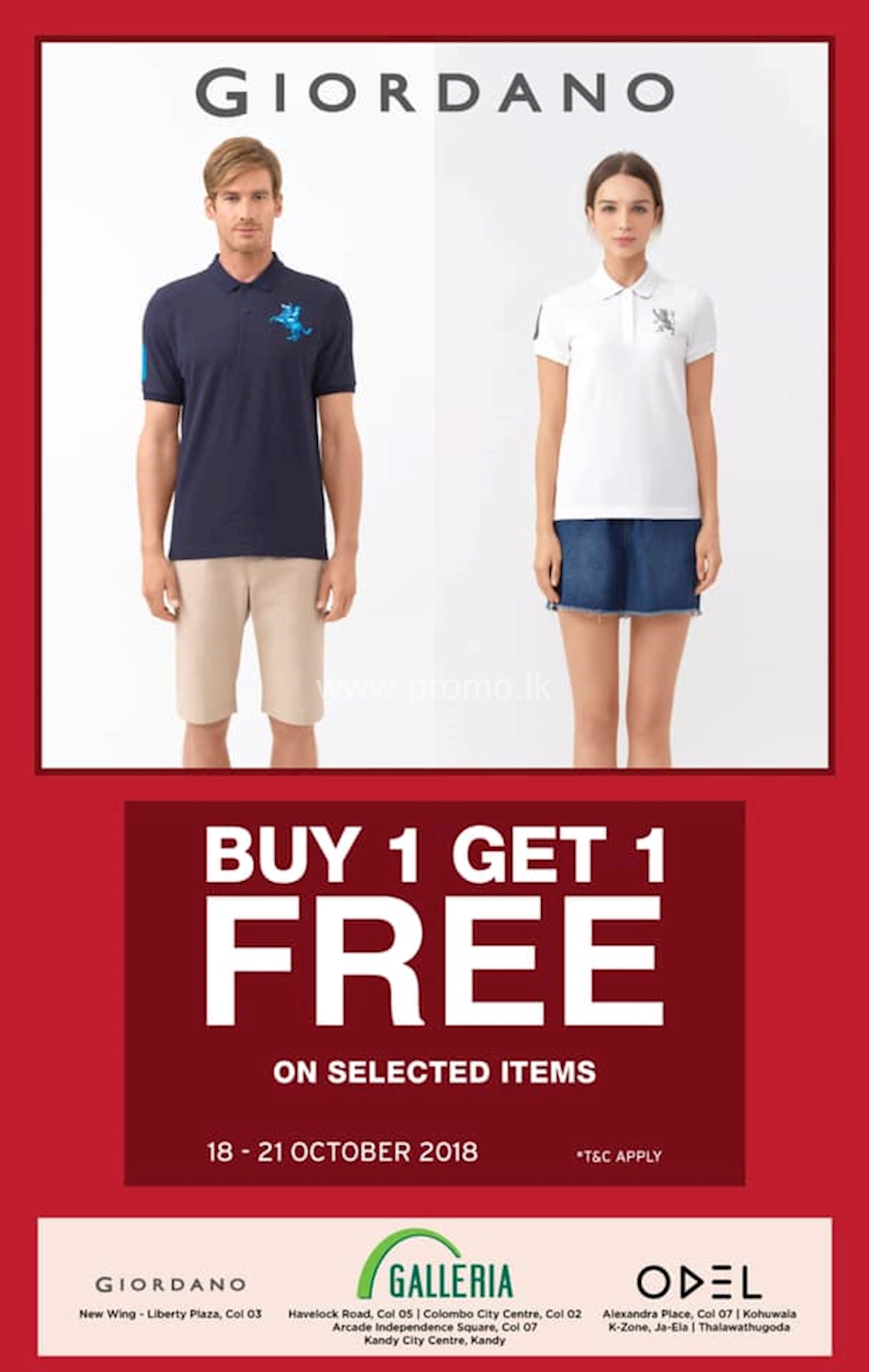 Buy 1 Get 1 Free on Giordano at Galleria
