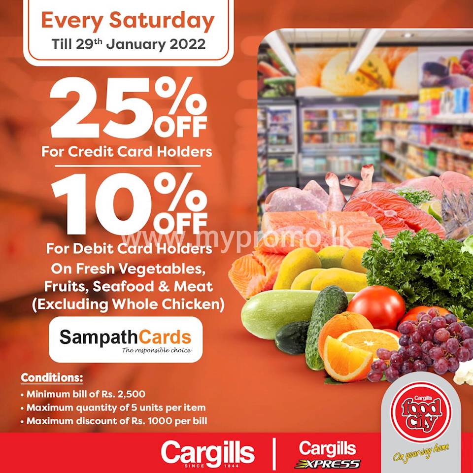 Get up to 25 on fresh vegetables, fruits, meat and seafood for Sampath