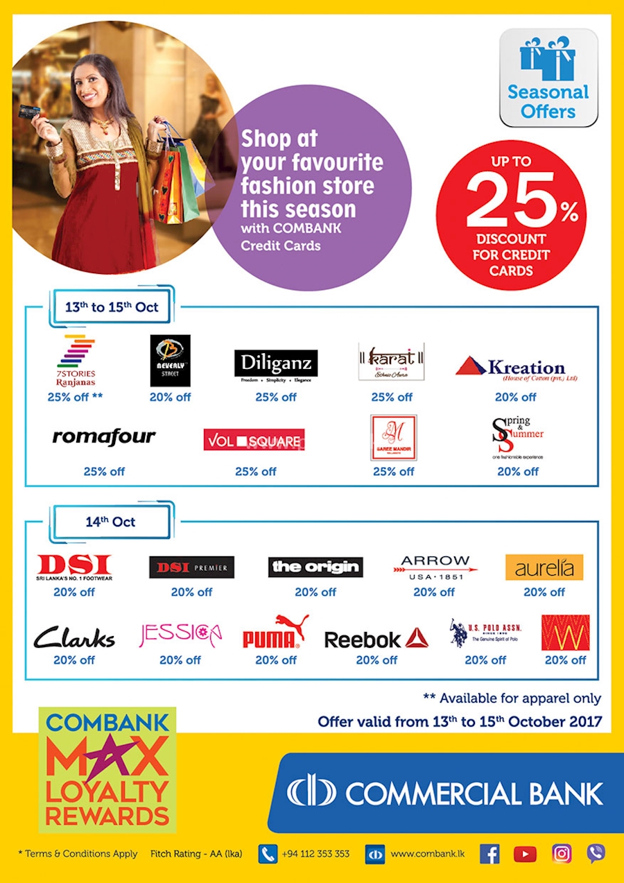 Shop at your favorite fashion store this season with Combank Credit Cards