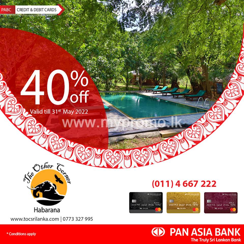 40% off at The Other Corner Habarana with Pan Asia Bank Credit and Debit Cards