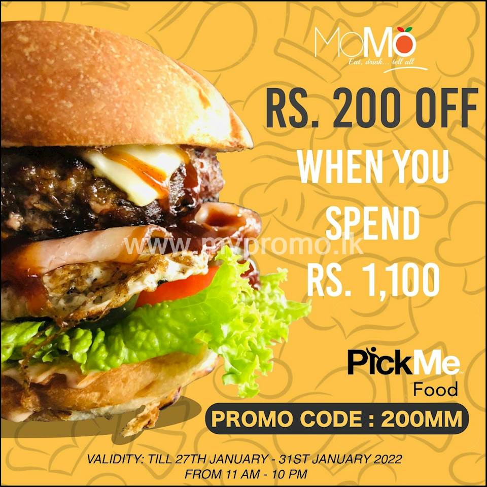 Spend Rs.1,100 and get Rs.200 OFF on PickMe Food at MoMo