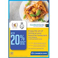 Enjoy the art of dining at Queens Hotel & Hotel Suisse with ComBank Credit and Debit Cards