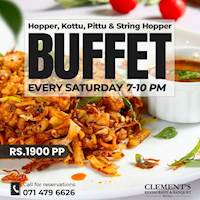 Hopper, Pittu, String Hopper and Kottu buffet at Clement's Restaurant