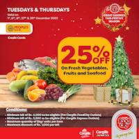 People's Bank credit cardholders can now get 25% off fresh vegetables, fruits, and seafood at Cargills Food City